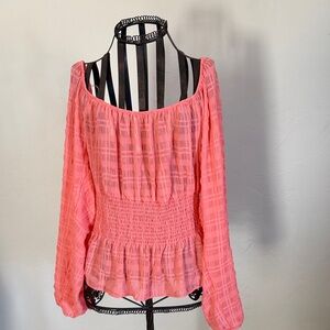 Haute Monde Coral Smocked Blouse